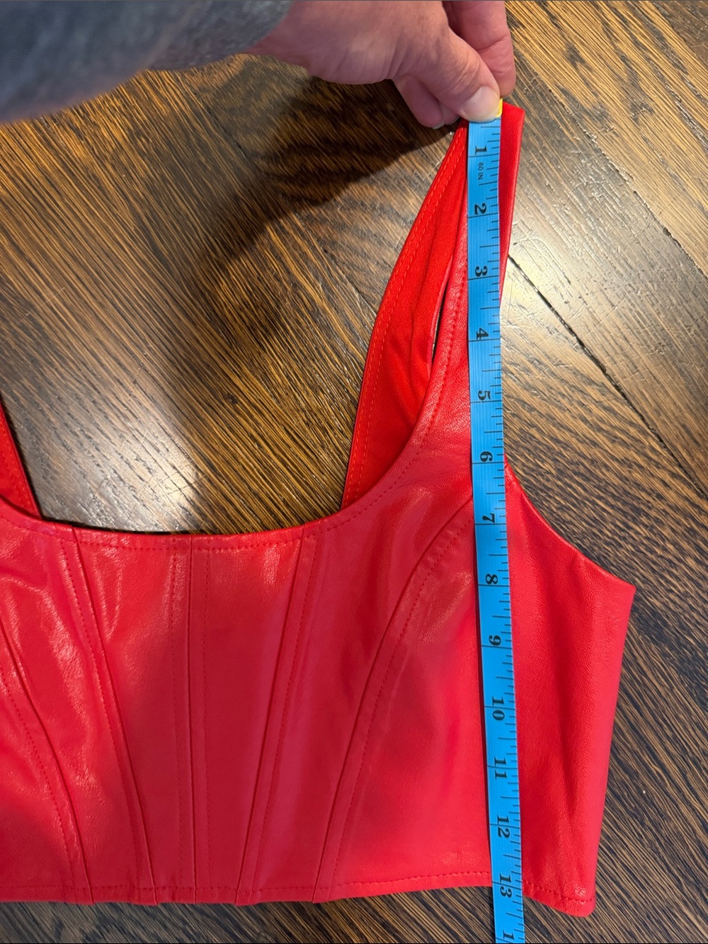 Amanda Uprichard Vibrant Red Faux Leather Crop/Bra Tank - Picture 9 of 9